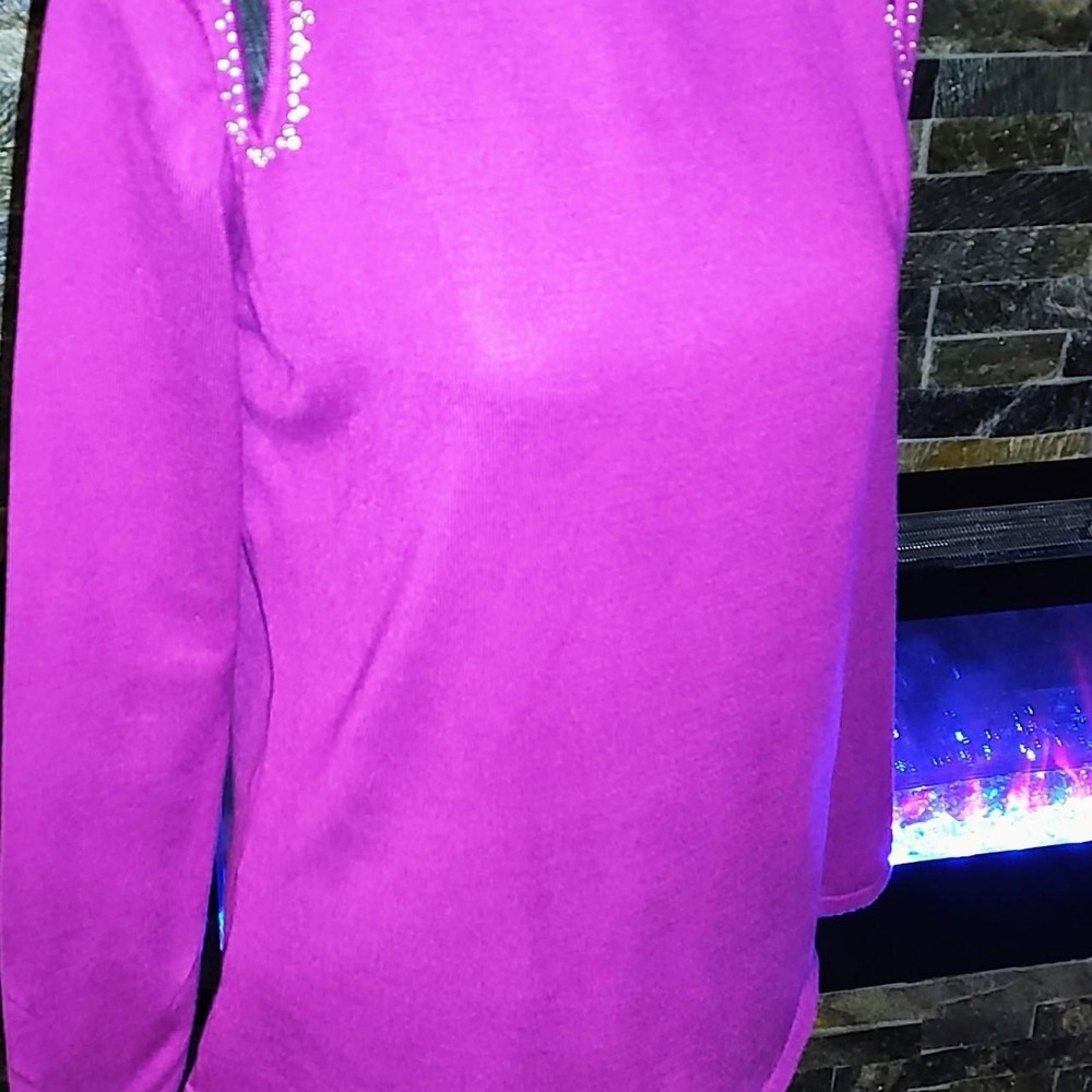 Fuschia Pink sweater with cut outs Size M